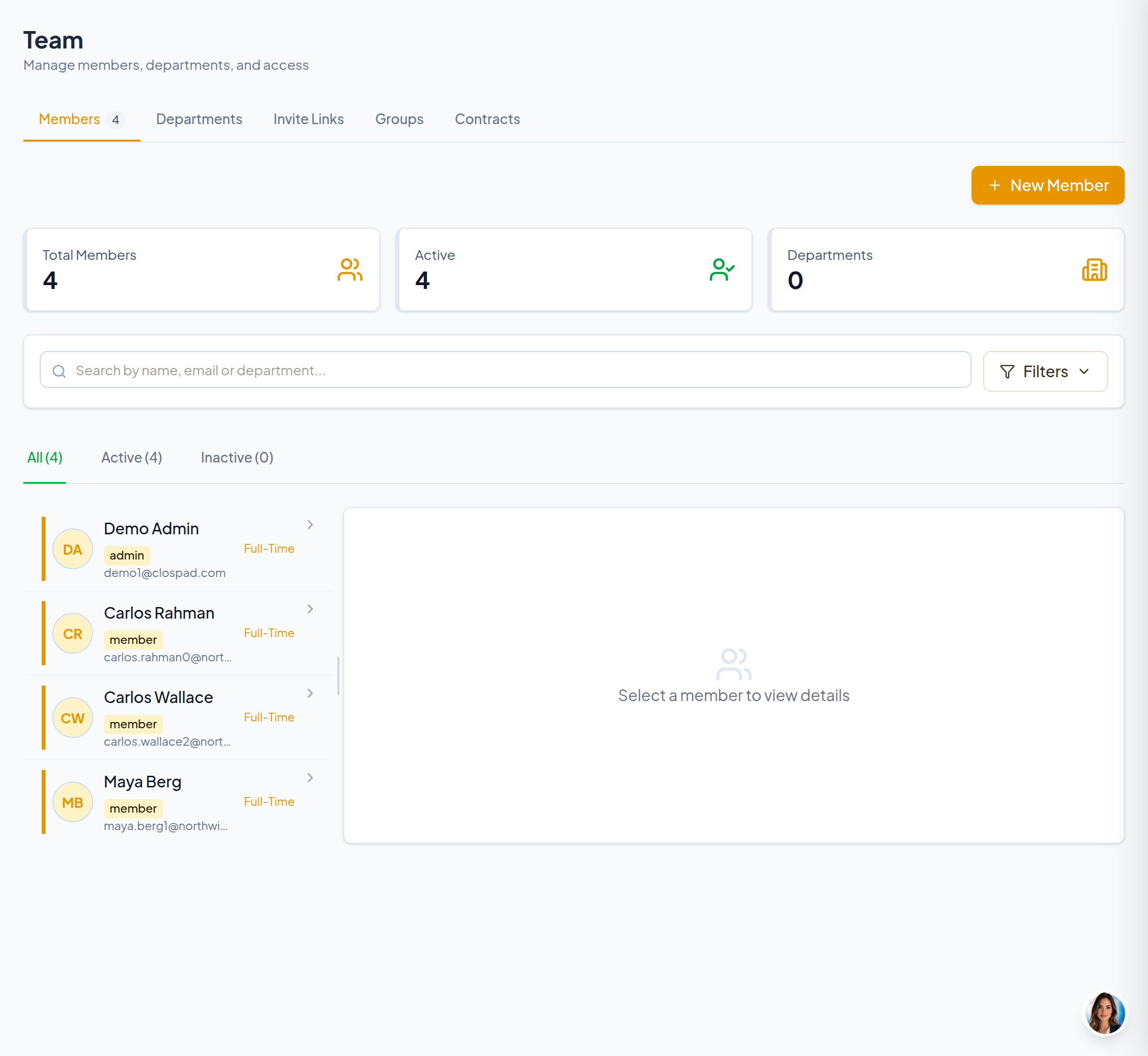 The Clospad team and HR screen